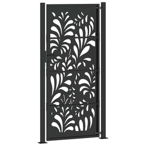 Schwarzes Gartentor Stahl Wellendesign 100x200 cm