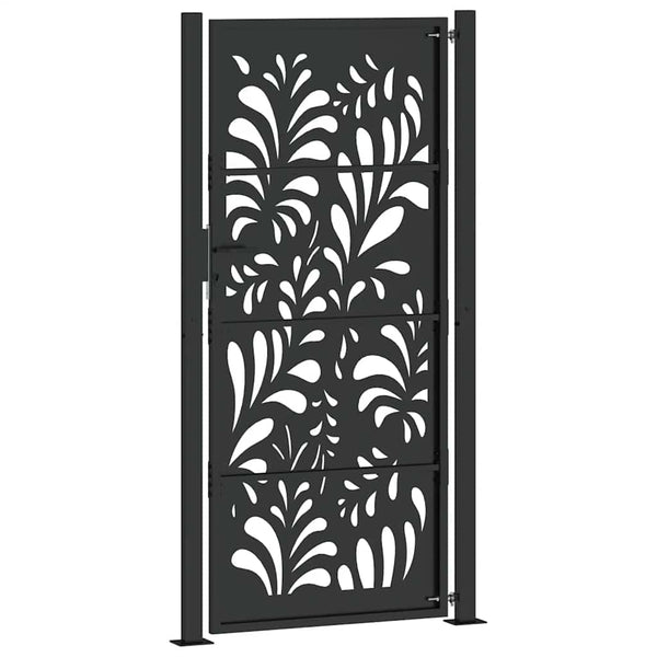 Schwarzes Gartentor Stahl Wellendesign 100x200 cm