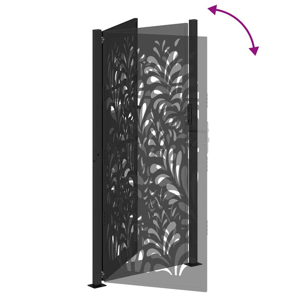 Schwarzes Gartentor Stahl Wellendesign 100x200 cm