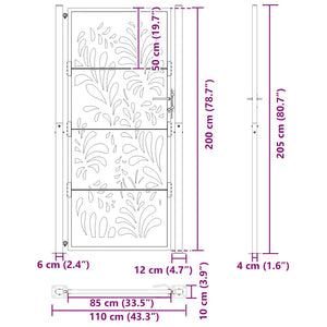 Schwarzes Gartentor Stahl Wellendesign 100x200 cm