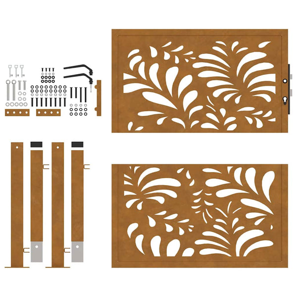Gartentor 100x100 cm Cortenstahl Wellendesign