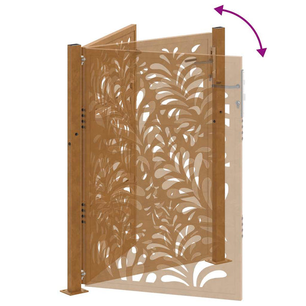 Gartentor Verwitterungsstahl 100x125cm Wellendesign