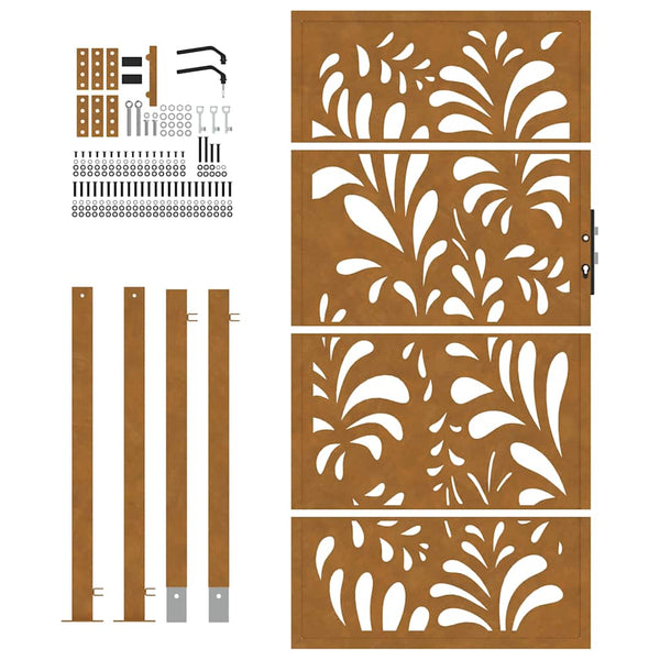 Gartentor Verwitterungsstahl 100x175cm Wellendesign