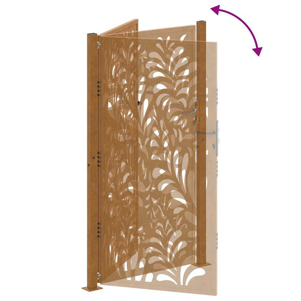 Gartentor Verwitterungsstahl 100x175cm Wellendesign