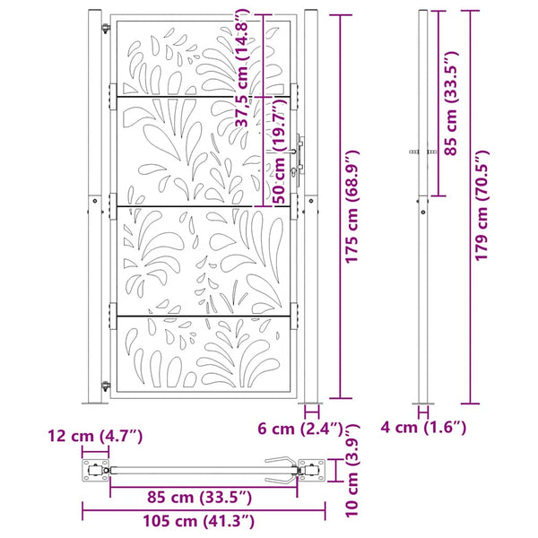 Gartentor Verwitterungsstahl 100x175cm Wellendesign
