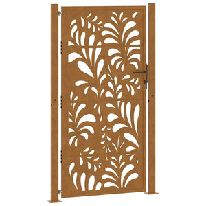 Gartentor 100x200 cm Verwitterungsstahl Wellendesign