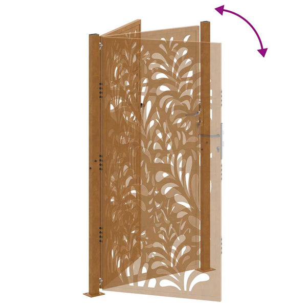 Gartentor 100x200 cm Verwitterungsstahl Wellendesign