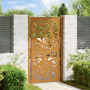 Gartentor 100x200 cm Verwitterungsstahl Wellendesign