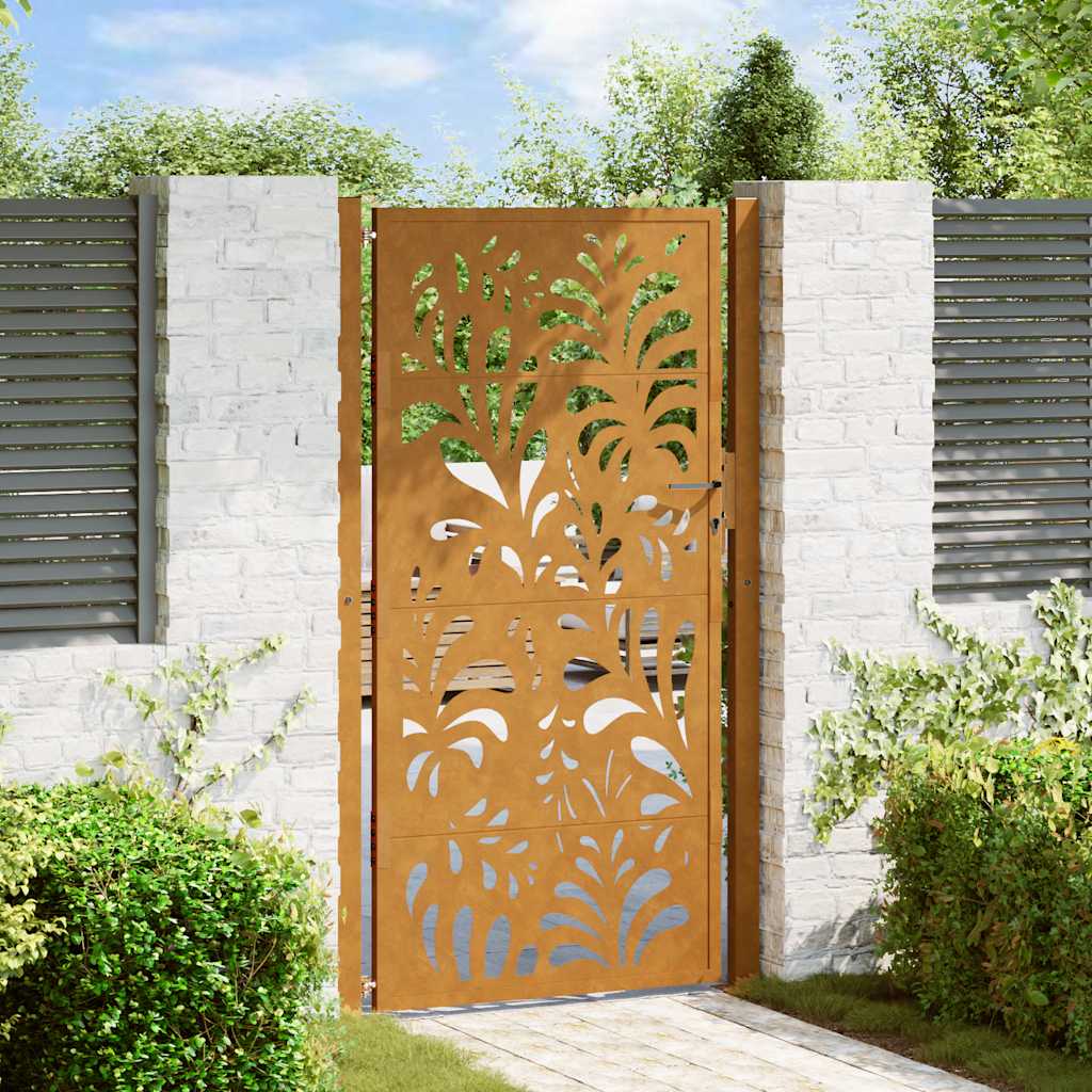 Gartentor 100x200 cm Verwitterungsstahl Wellendesign