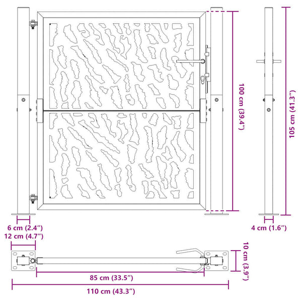 Schwarzes Gartentor Stahl 100x100 cm Trace Design