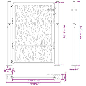 Schwarzes Gartentor Stahl 100x125 cm Trace Design
