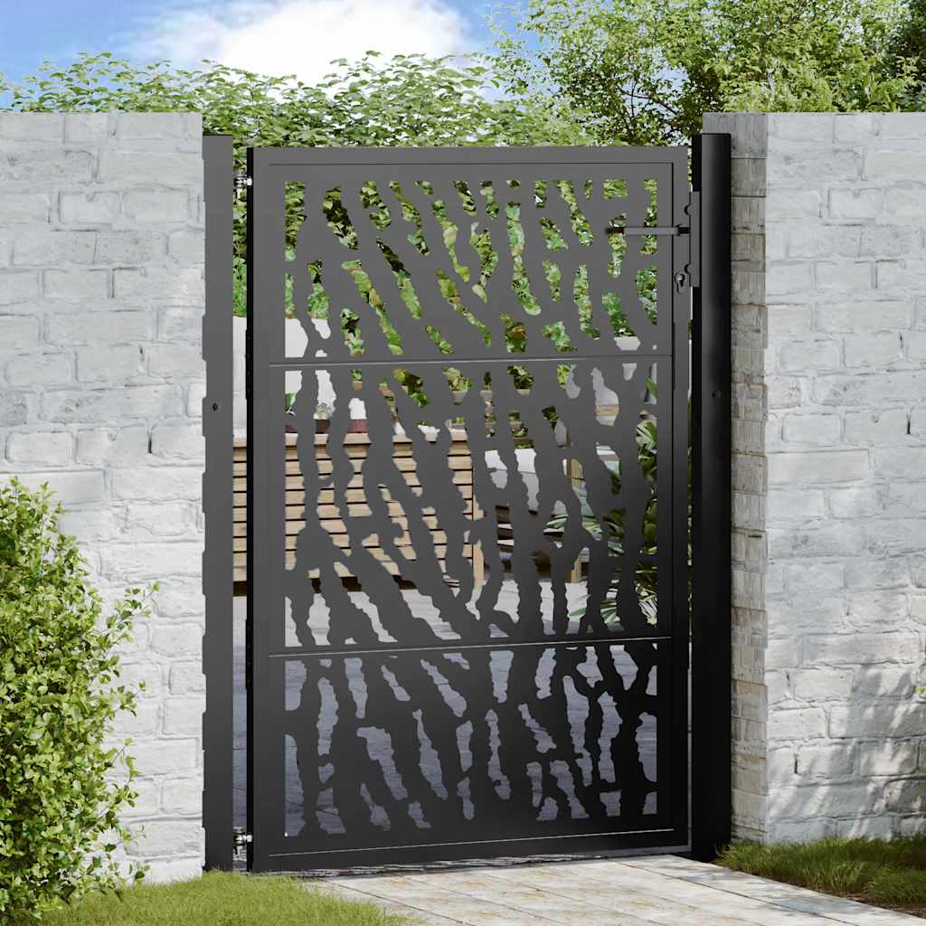 Schwarzes Gartentor Stahl 100x125 cm Trace Design