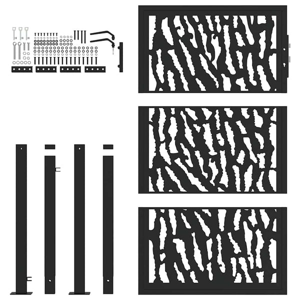 Schwarzes Gartentor 100x150 cm Stahl Trace Design