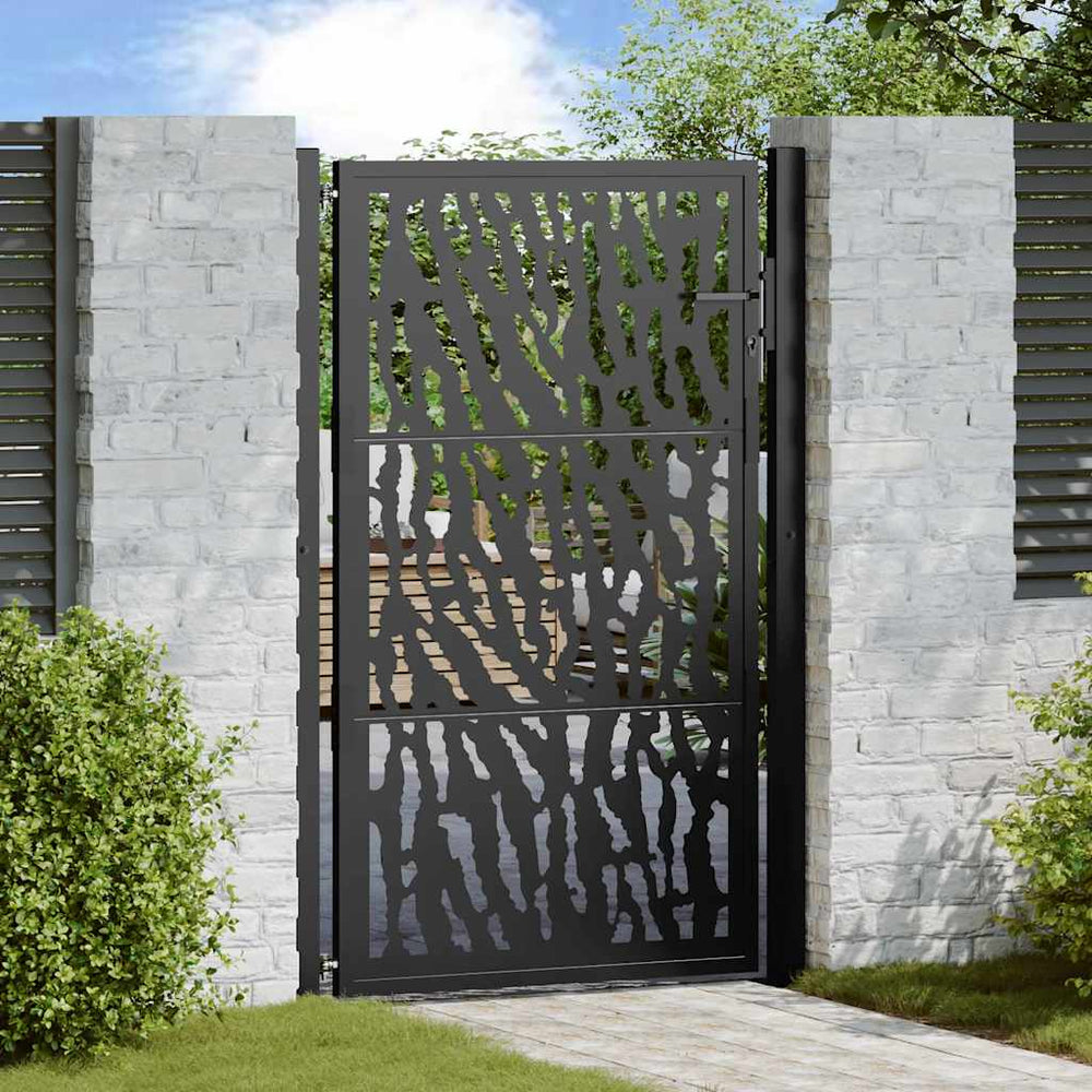 Schwarzes Gartentor 100x150 cm Stahl Trace Design