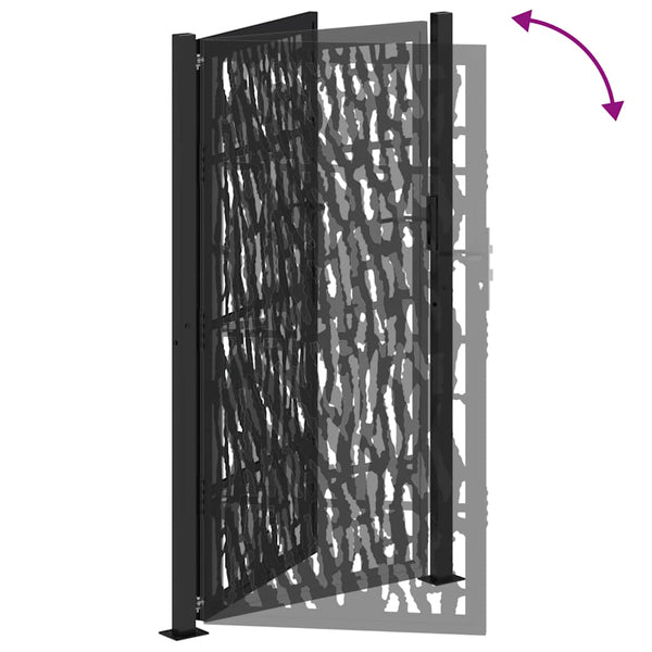 Gartentor Schwarz Stahl 100x175 cm
