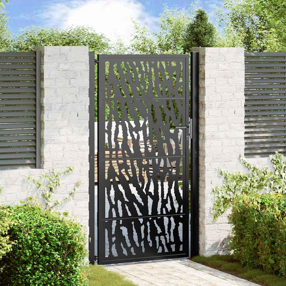 Gartentor Schwarz Stahl 100x175 cm