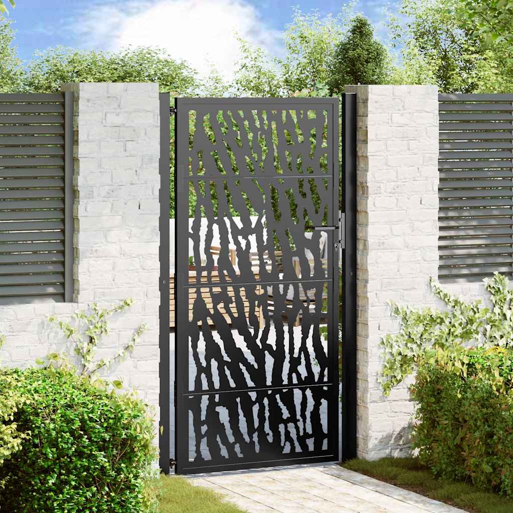 Gartentor Schwarz Stahl 100x175 cm