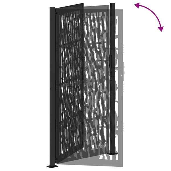 Schwarzes Gartentor 100x200 cm Stahl Trace Design