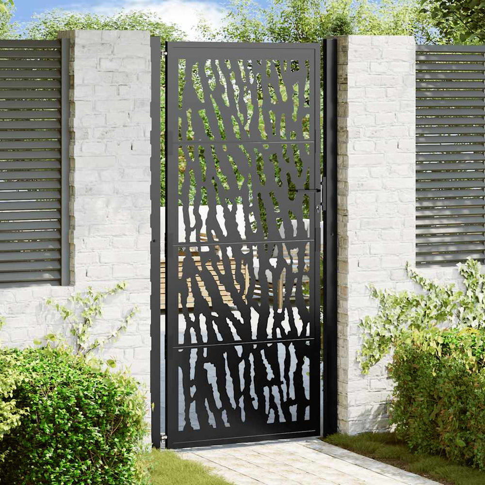 Schwarzes Gartentor 100x200 cm Stahl Trace Design