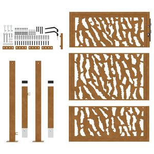 Gartentor 100x125cm Verwitterungsstahl Trace-Design