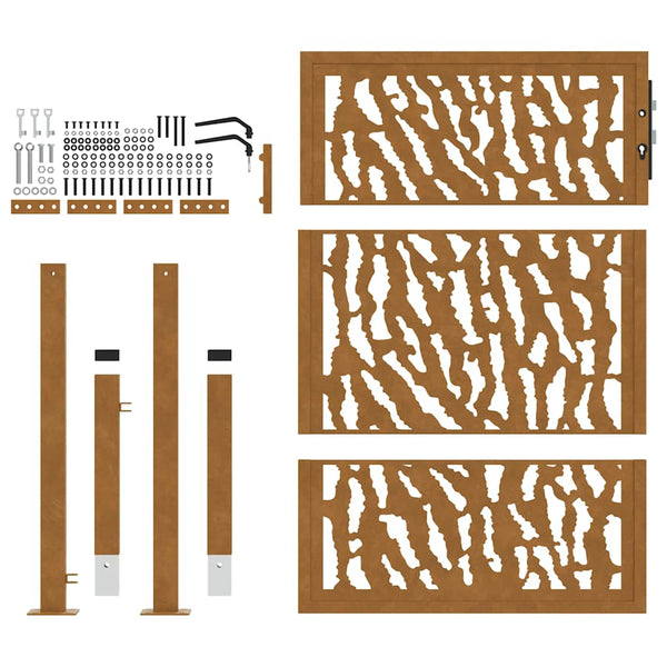 Gartentor 100x125cm Verwitterungsstahl Trace-Design