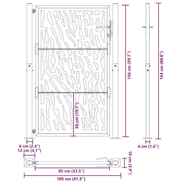 Gartentor 100x150cm Verwitterungsstahl Trace Design