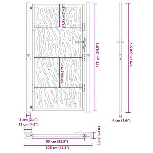 Gartentor 100x175 cm Verwitterungsstahl Trace Design