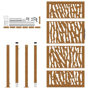 Gartentor 100x200 cm Verwitterungsstahl Trace Design