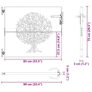 Gartentor 100x200 cm Verwitterungsstahl Trace Design
