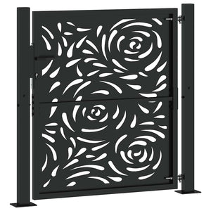 Schwarzes Gartentor Stahl Flammendesign 100x100cm