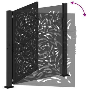 Schwarzes Gartentor Stahl Flammendesign 100x100cm