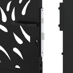 Schwarzes Gartentor Stahl Flammendesign 100x100cm