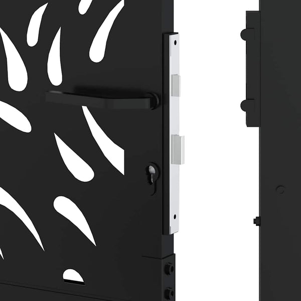 Schwarzes Gartentor Stahl Flammendesign 100x100cm