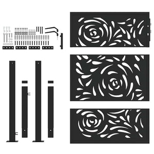 Gartentor Schwarz Stahl Flammendesign 100x125 cm