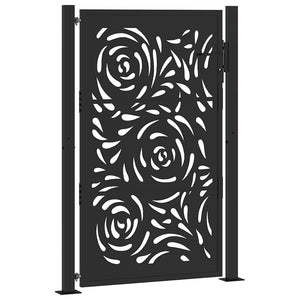 Schwarzes Gartentor 100x150 cm Stahl Flammendesign
