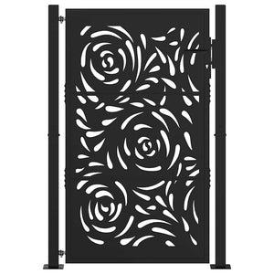 Schwarzes Gartentor 100x150 cm Stahl Flammendesign