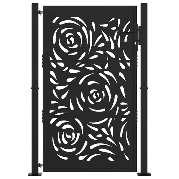 Schwarzes Gartentor 100x150 cm Stahl Flammendesign