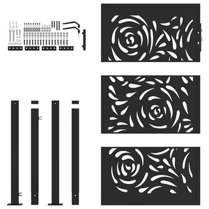 Schwarzes Gartentor 100x150 cm Stahl Flammendesign