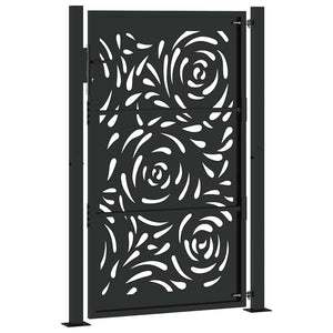 Schwarzes Gartentor 100x150 cm Stahl Flammendesign