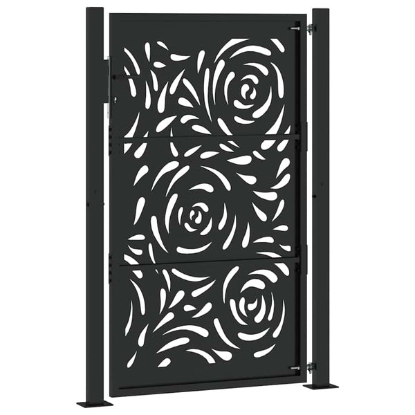 Schwarzes Gartentor 100x150 cm Stahl Flammendesign