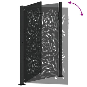 Schwarzes Gartentor 100x150 cm Stahl Flammendesign