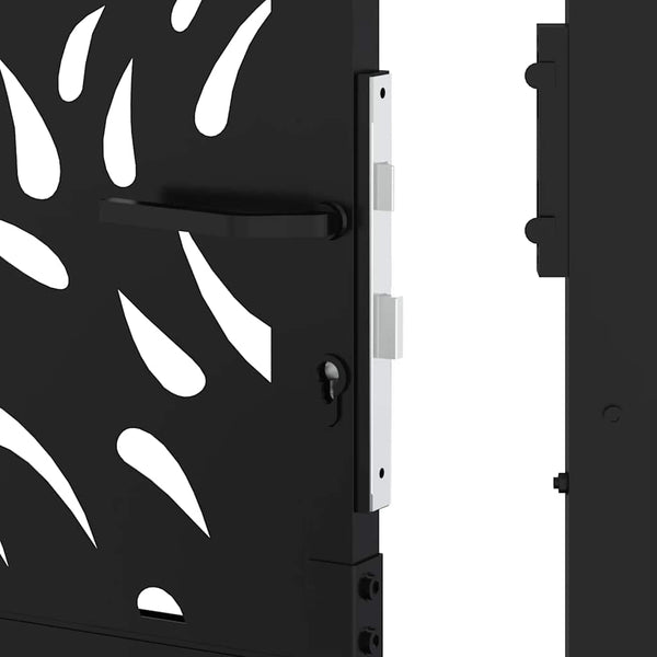 Schwarzes Gartentor 100x150 cm Stahl Flammendesign