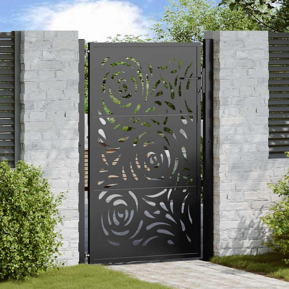 Schwarzes Gartentor 100x150 cm Stahl Flammendesign