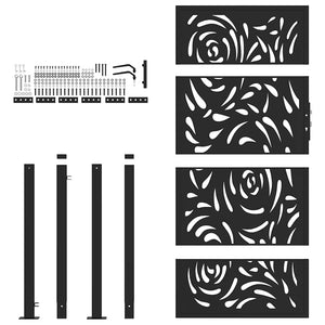 Schwarzes Gartentor 100x175 cm Stahl Flammendesign
