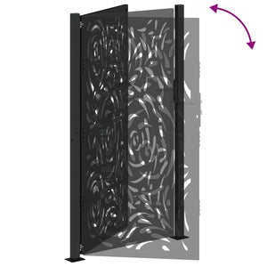 Schwarzes Gartentor 100x175 cm Stahl Flammendesign