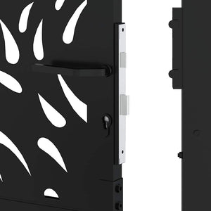 Schwarzes Gartentor 100x175 cm Stahl Flammendesign