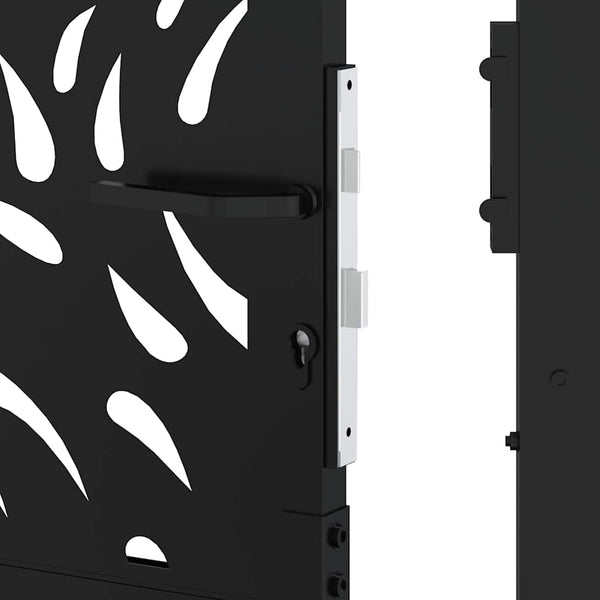 Schwarzes Gartentor 100x175 cm Stahl Flammendesign