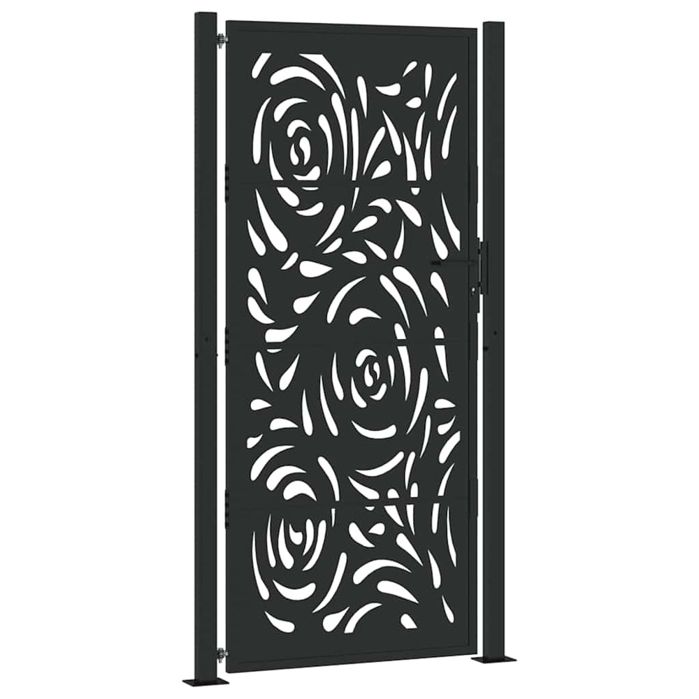 Gartentor Schwarz 100x200 cm Stahl Flammendesign