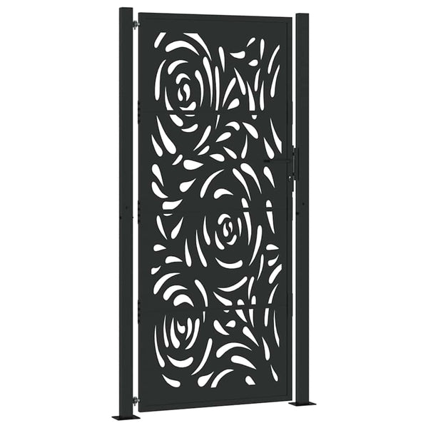 Gartentor Schwarz 100x200 cm Stahl Flammendesign