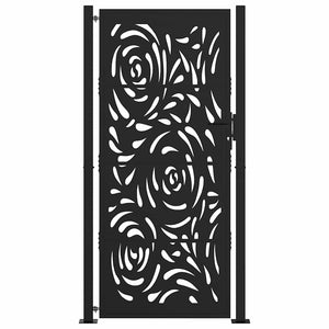 Gartentor Schwarz 100x200 cm Stahl Flammendesign